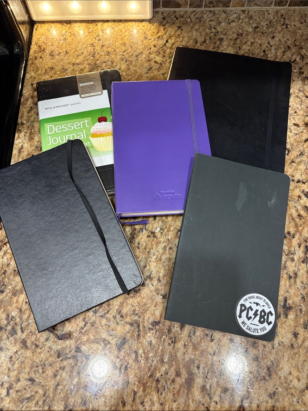 Bundle of 5 Moleskine Assorted Hardcover Notebooks - Black & Purple